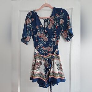 Trixxi Clothing Co Floral Romper with Tie Waist